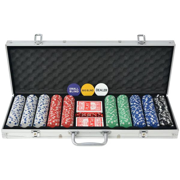 Jeu de poker avec jetons Aluminium 500 jetons