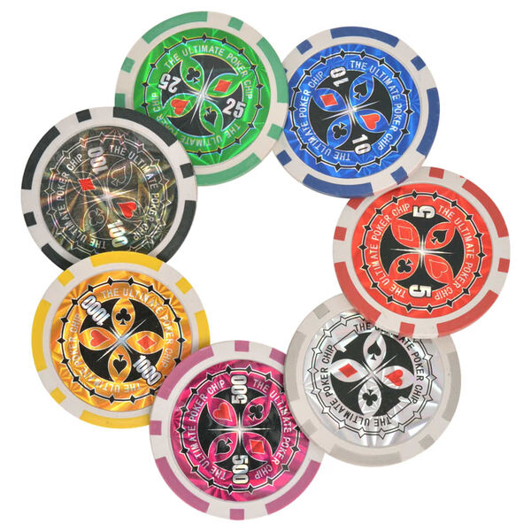 Jeu de Poker/Blackjack mixte 600 jetons Laser Aluminium