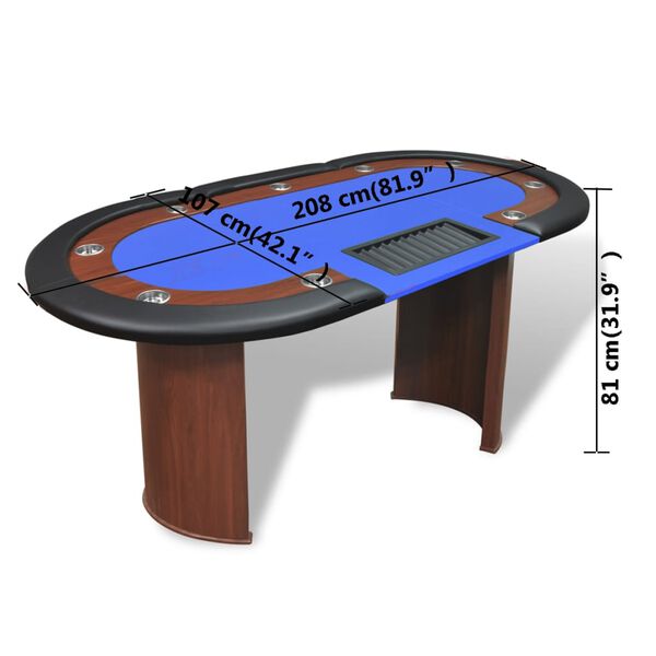 Table de poker pour 10 joueurs avec espace de croupier